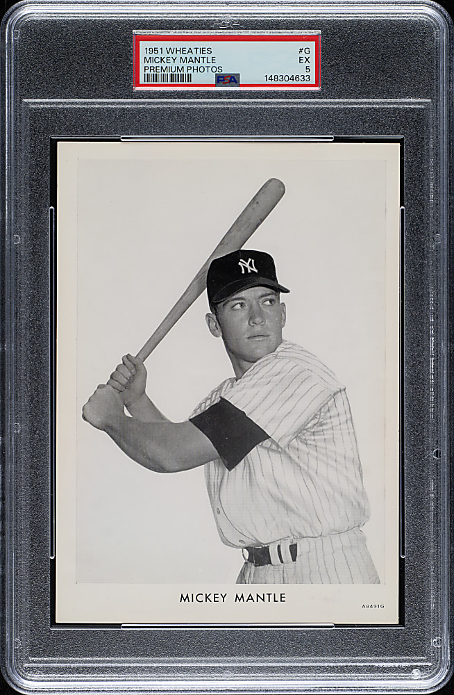 1951 Wheaties Premium Photos #G Mickey Mantle PSA EX 5