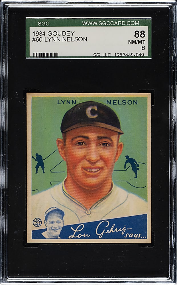 1934 R320 Goudey #60 Lynn Nelson SGC NM/MT 88 - Highest Graded!
