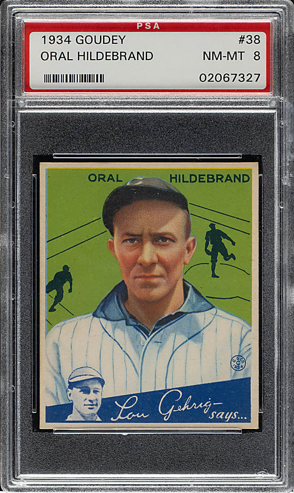 1934 R320 Goudey #38 Oral Hildebrand PSA NM-MT 8