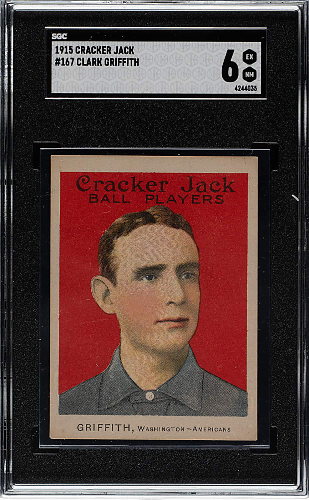 1915 E145 Cracker Jack #167 Clark Griffith SGC EX/NM 6