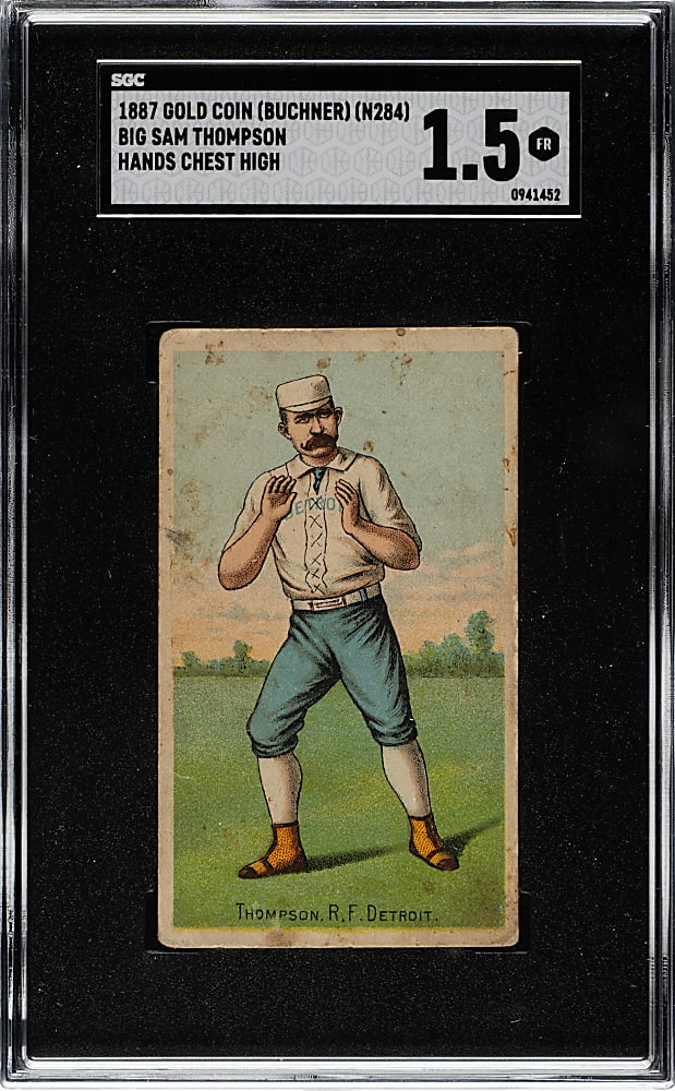 1887 N284 Buchner Gold Coin Sam Thompson Hands Chest High SGC FAIR 1.5