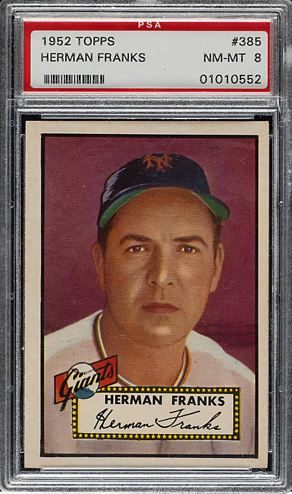 1952 Topps #385 Herman Franks High Number PSA NM-MT 8