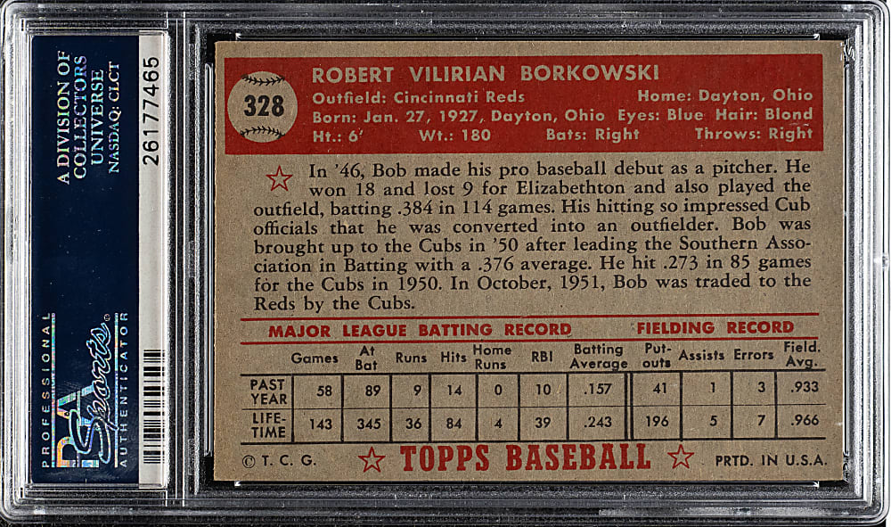 1952 Topps #328 Bob Borkowski High Number PSA NM-MT 8