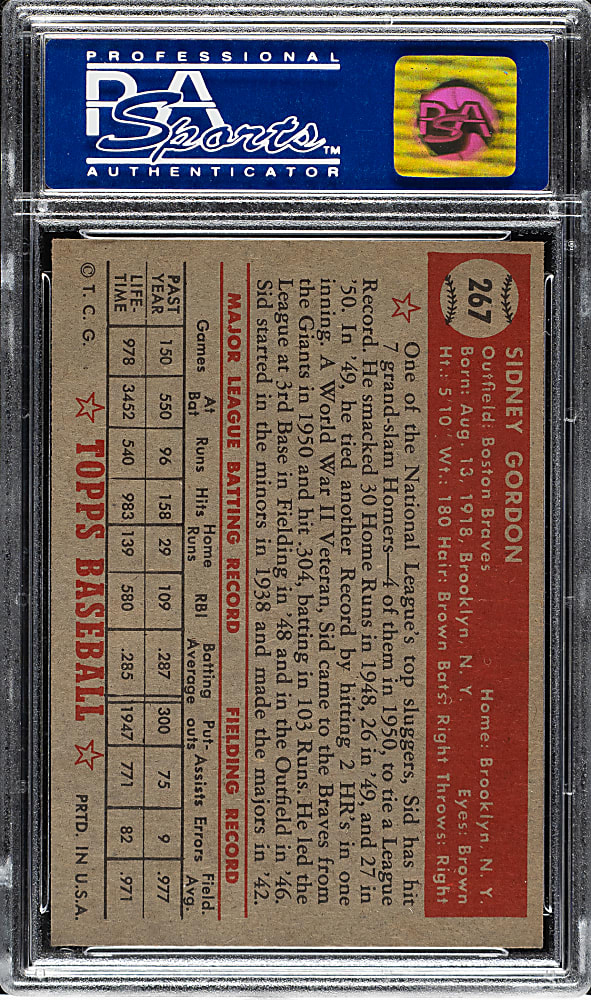 1952 Topps #267 Sid Gordon PSA NM-MT 8