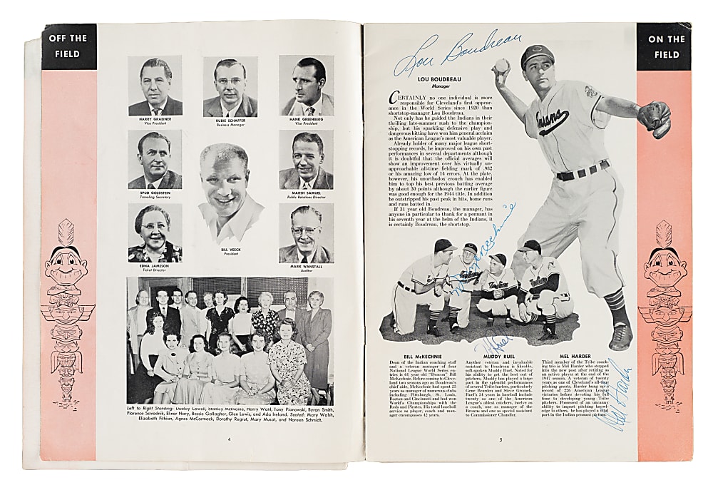 1948 World Series Cleveland Indians vs. Boston Braves Multi-Signed Program with Lou Boudreau and Bob Feller - PSA/DNA