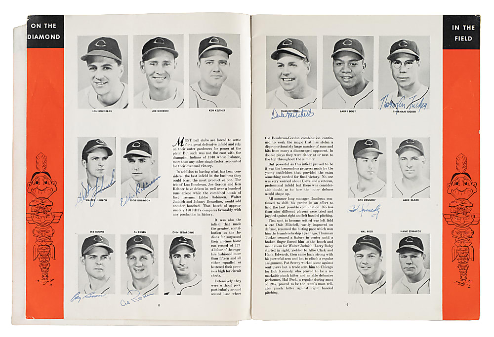 1948 World Series Cleveland Indians vs. Boston Braves Multi-Signed Program with Lou Boudreau and Bob Feller - PSA/DNA