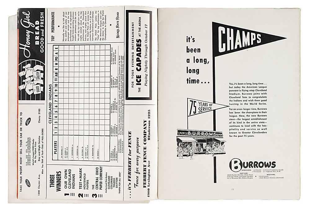 1948 World Series Cleveland Indians vs. Boston Braves Multi-Signed Program with Lou Boudreau and Bob Feller - PSA/DNA