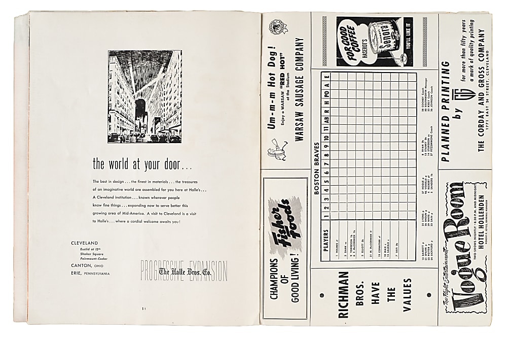 1948 World Series Cleveland Indians vs. Boston Braves Multi-Signed Program with Lou Boudreau and Bob Feller - PSA/DNA
