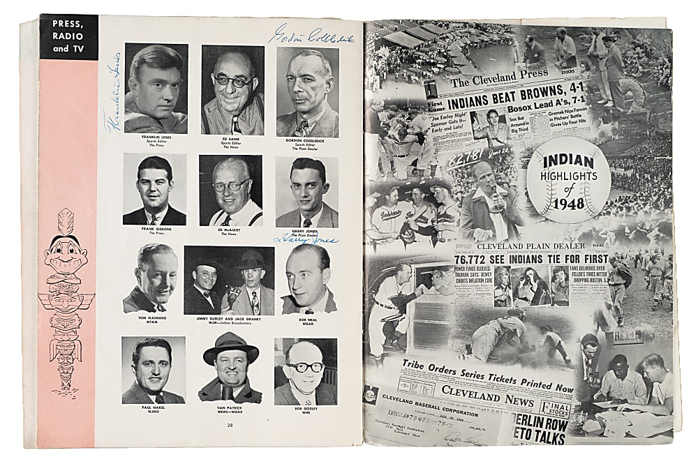 1948 World Series Cleveland Indians vs. Boston Braves Multi-Signed Program with Lou Boudreau and Bob Feller - PSA/DNA