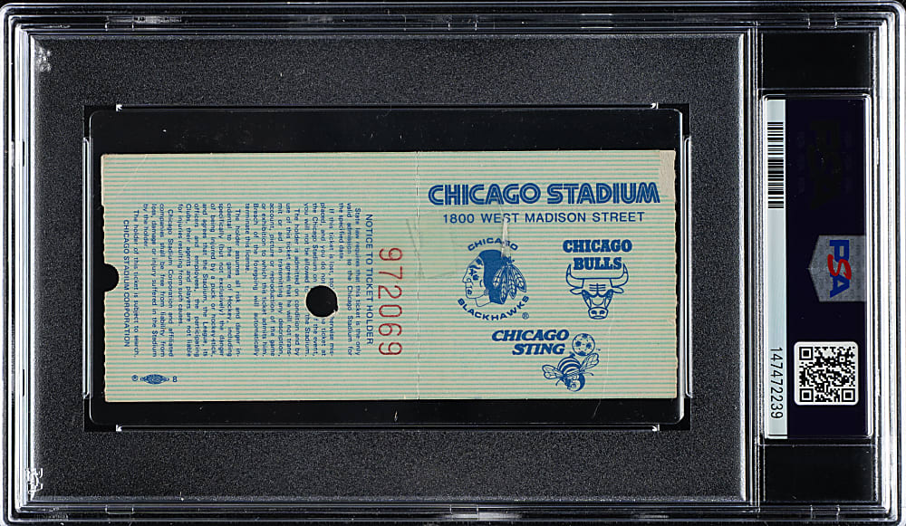 January 22, 1985 Chicago Bulls (vs. Portland Trail Blazers) Ticket Stub PSA GOOD 2 - Michael Jordan Rookie Season (29 Points) and Game #42!