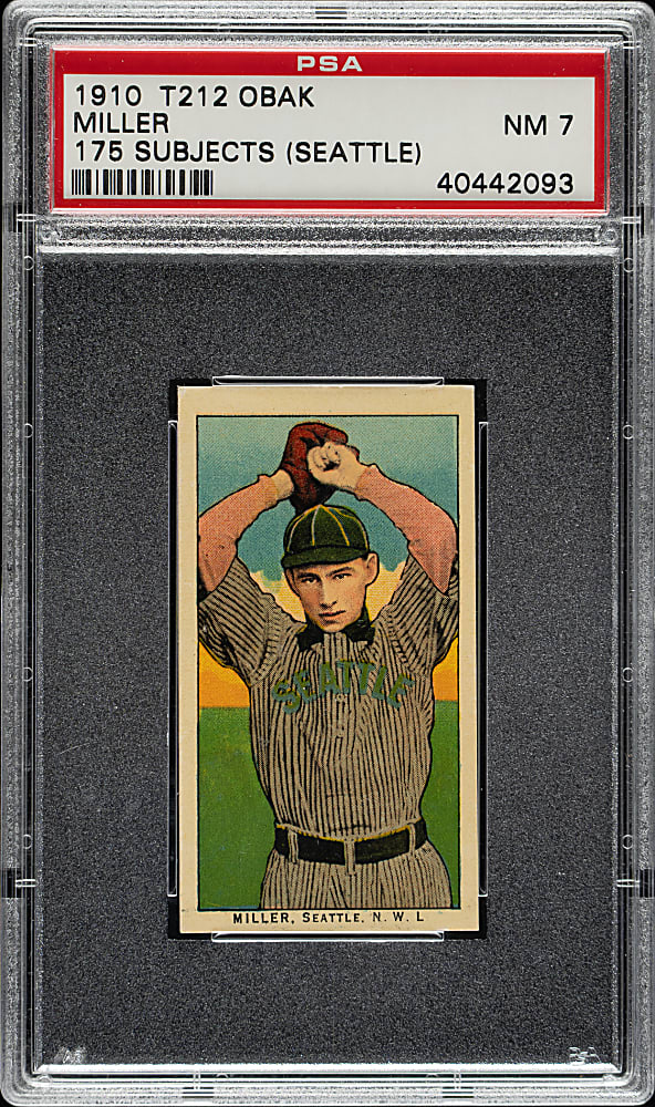 1910 T212 Obak Cigarettes Lefty Miller PSA NM 7 - 1 of 1 - Highest Graded!