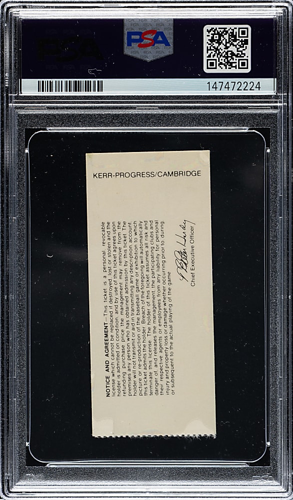 August 4, 1983 Toronto Blue Jays (vs. New York Yankees) Ticket Stub PSA VG-EX 4 - Dave Winfield Throw Kills Seagull - 1 of 1 - Highest Graded!