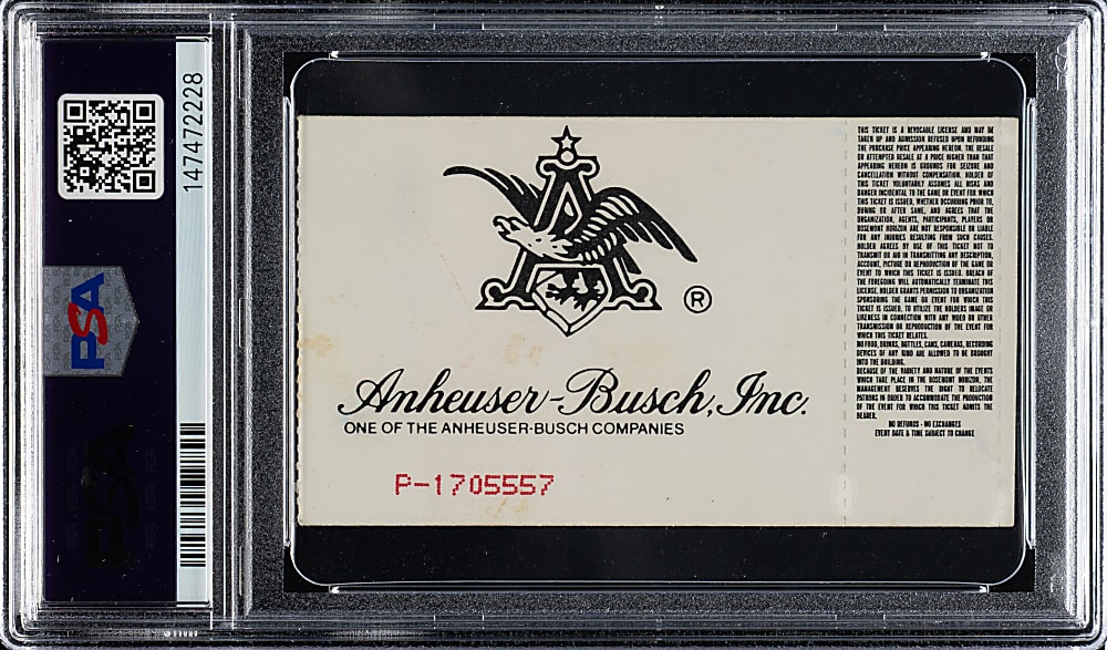 May 22, 1999 WWF Wrestling Ticket Stub PSA EX 5 - Owen Hart's Last Full Match - 1 of 1 - Highest Graded!