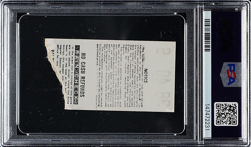 September 14, 1982 Baltimore Orioles (vs. New York Yankees) Ticket Stub PSA NM-MT 8 - Cal Ripken Jr. First Grand Slam - 1 of 2 - Highest Graded!