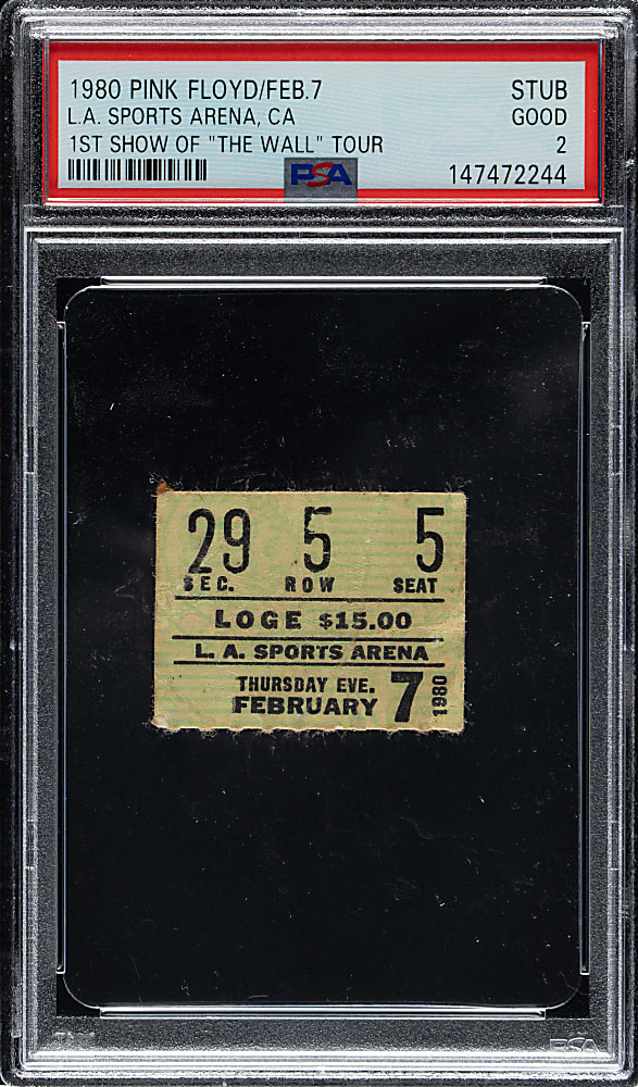 February 7, 1980 Pink Floyd Ticket Stub PSA GOOD 2 - First Show of "The Wall" Tour