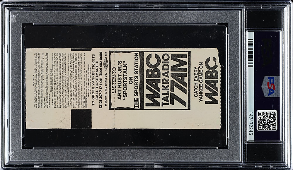 August 23, 1986 New York Yankees (vs. Oakland Athletics) Ticket Stub PSA VG 3 - Mark McGwire First Career Strikeout and Second Career Game - 1 of 2 - Highest Graded!