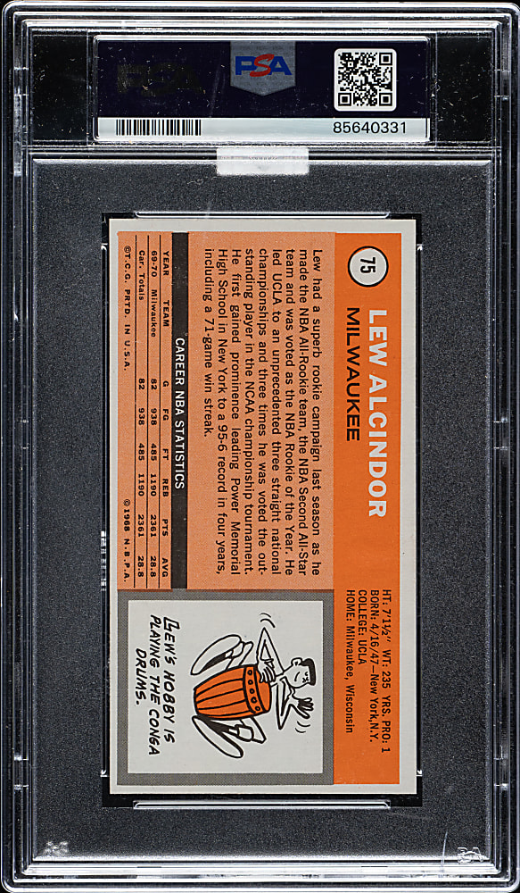 1970-1971 Topps Basketball #75 Lew Alcindor PSA NM-MT+ 8.5 (MBA Silver Diamond)
