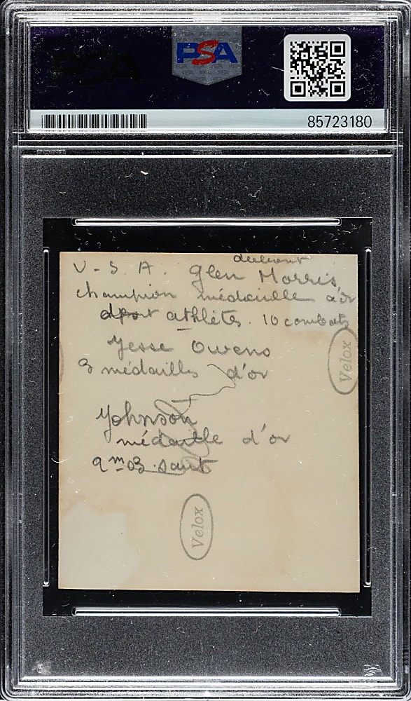 Circa 1936 Summer Olympics Jesse Owens and Glenn Morris with Cornelius Johnson Original Photograph PSA/DNA Type I