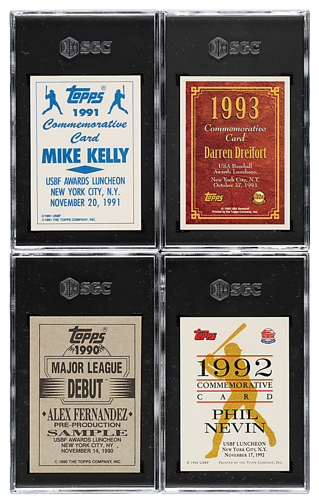 1990 to 1993 Topps USBF Luncheon "Golden Spikes Award" Winners SGC-Graded Complete Set (4) - Rare Promotional Issue