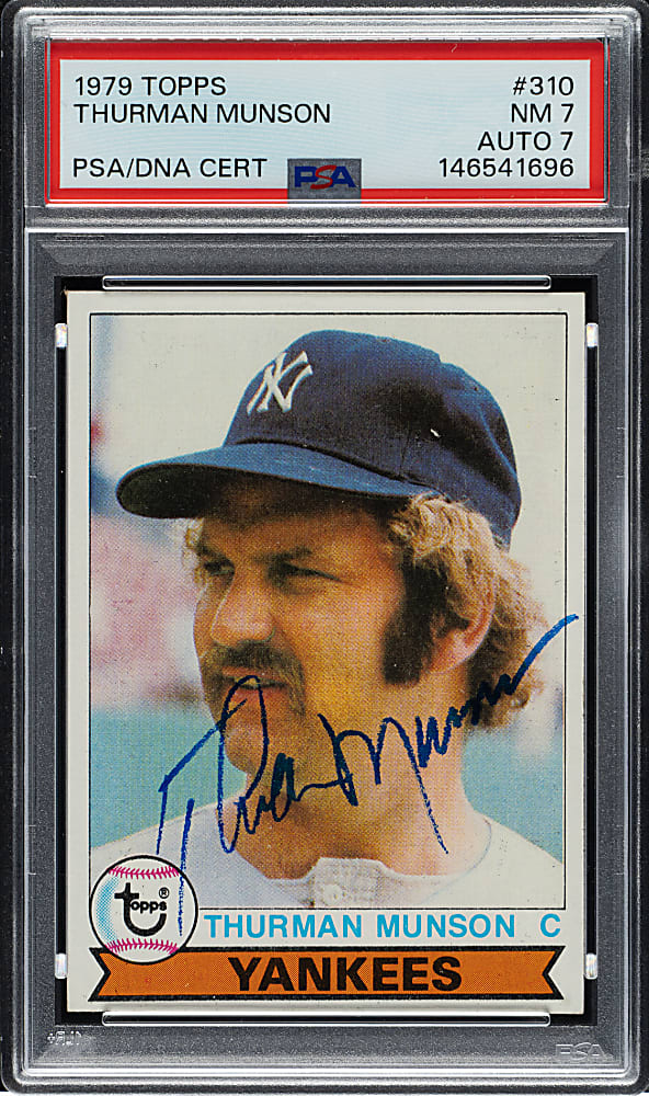 Signed 1979 Topps #310 Thurman Munson PSA NM 7 with NM 7 Signature - 1 of 1 - Highest-Graded Card Example!