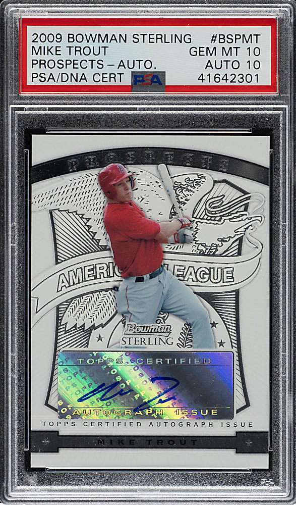2009 Bowman Sterling Prospects #BSPMT Mike Trout Rookie Autograph PSA GEM MINT 10 with GEM MINT 10 Signature