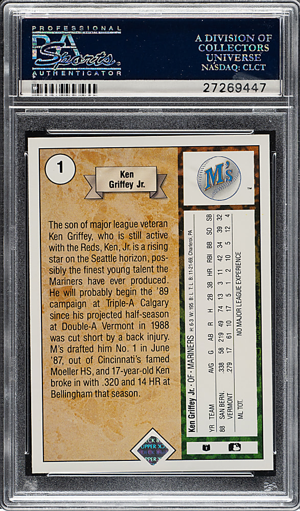 1989 Upper Deck #1 Ken Griffey Jr. Rookie PSA GEM MINT 10