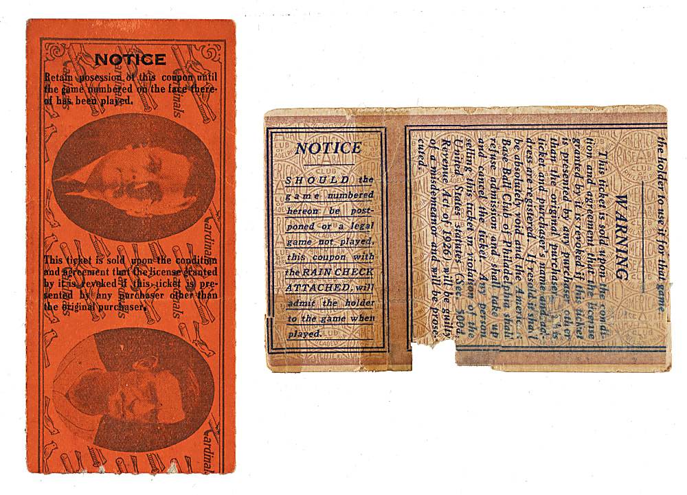 1931 Philadelphia Athletics vs. St. Louis Cardinals World Series Game 2 and 3 Ticket Stub Pair