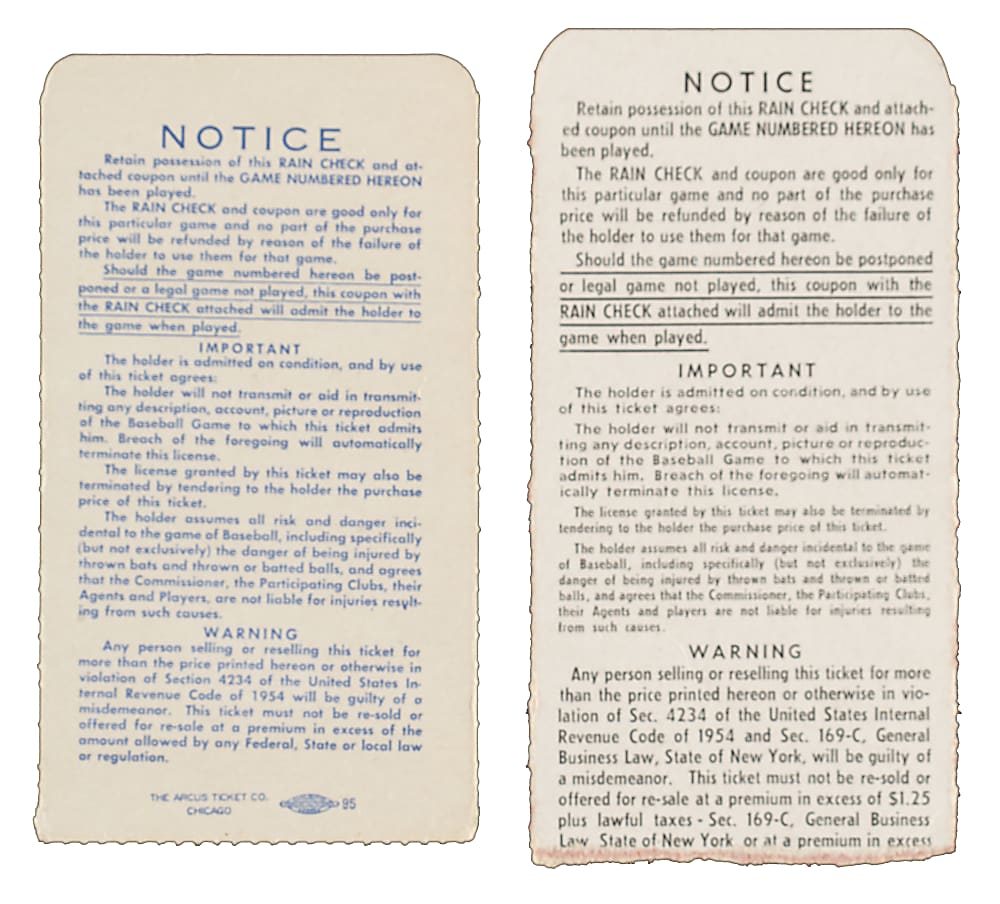 1958 New York Yankees vs. Milwaukee Braves World Series Game 4 and 6 Ticket Stub Pair