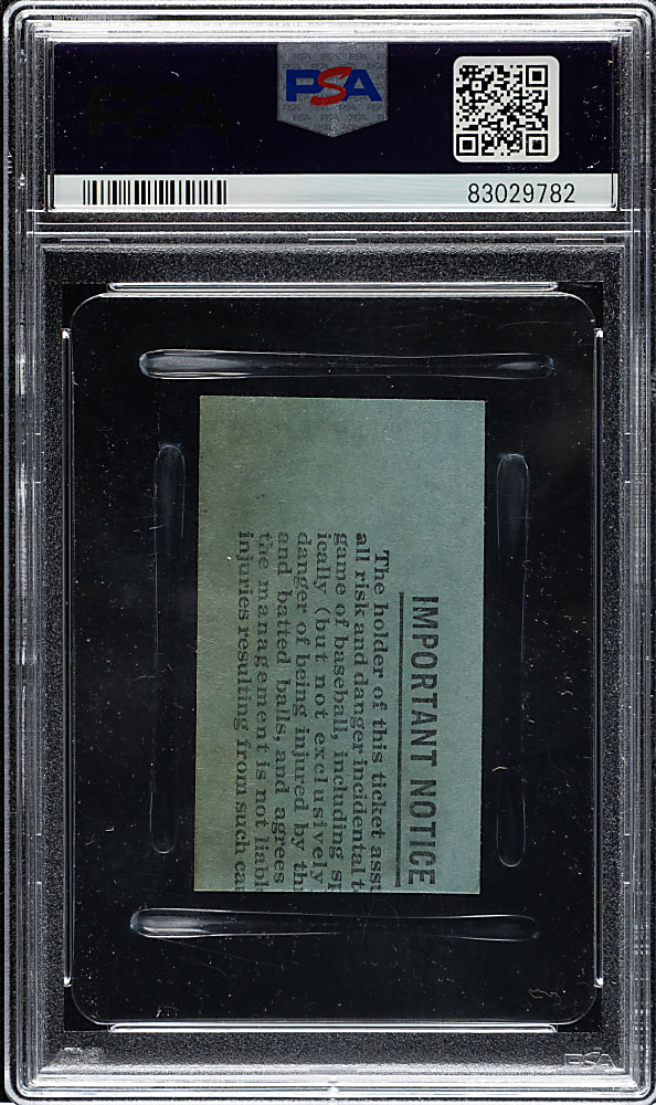 July 10, 1933 New York Yankees (vs. Detroit Tigers) Ticket Stub PSA Authentic - Tony Lazzeri Grand Slam