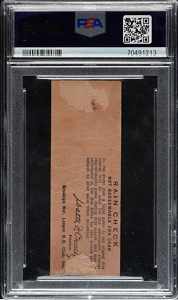 September 13, 1952 Brooklyn Dodgers (vs. St. Louis Cardinals) Ticket Stub PSA POOR 1 - Jackie Robinson One Hit and RBI