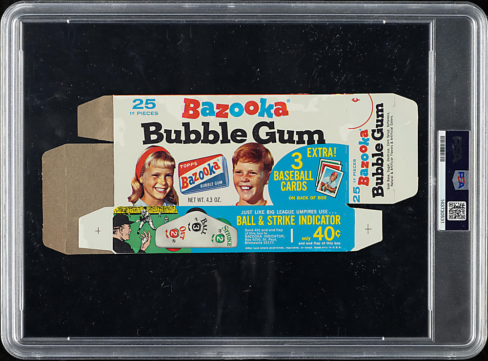 1971 Bazooka Unnumbered Complete Box with Bob Gibson PSA MINT 9 - 1 of 2 - Highest Graded!