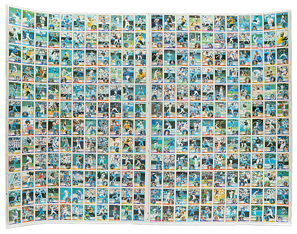 1983 Topps Uncut Double Proof Sheet with Ryne Sandberg Rookie, Rickey Henderson, and Reggie Jackson