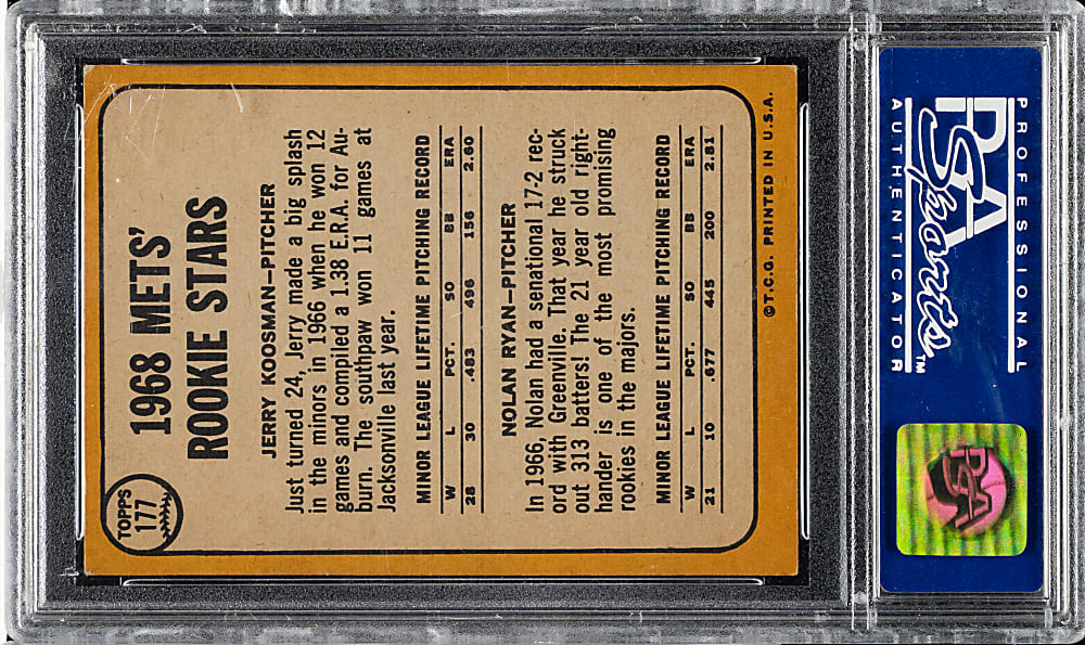 1968 Topps #177 Nolan Ryan Rookie PSA EX 5