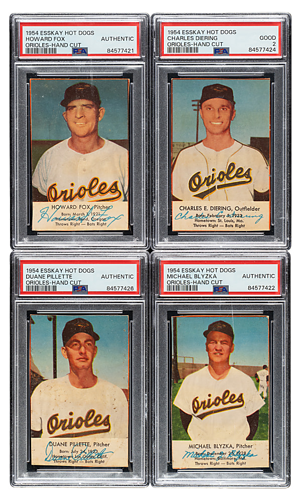 1954 Esskay Hot Dogs Orioles PSA-Graded Collection (4)