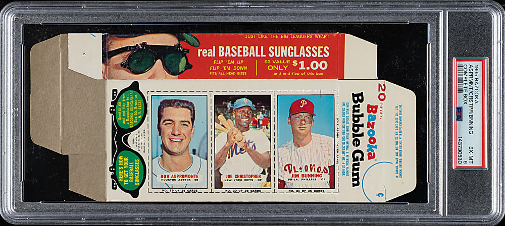 1965 Bazooka Complete Box with Jim Bunning PSA EX-MT 6