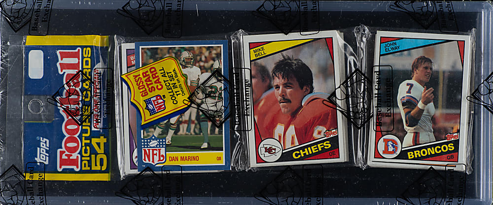1984 Topps Football Unopened Rack Pack - John Elway Rookie and Dan Marino Glossy Rookie on Top - BBCE