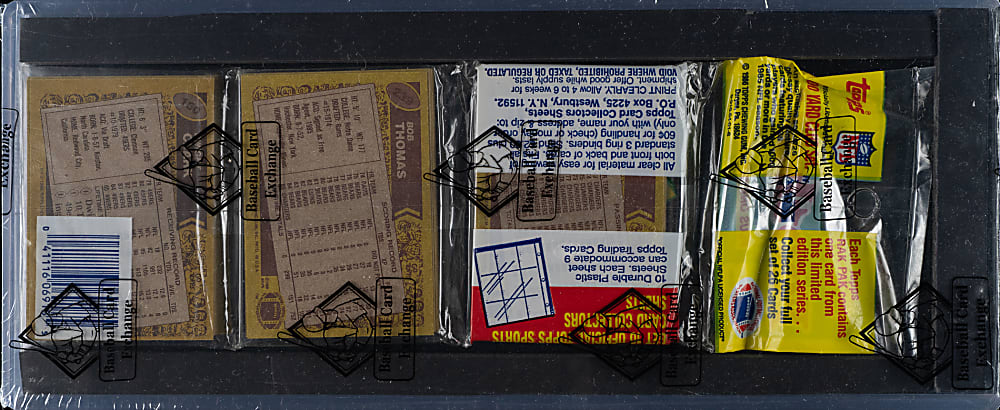 1986 Topps Football Unopened Rack Pack - Jerry Rice Rookie on Top and Dwight Clark on Back - BBCE