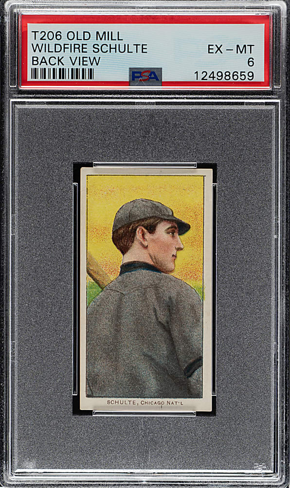 1909-1911 T206 White Border Wildfire Schulte Back View PSA EX-MT 6 - Old Mill Back - 1 of 4 - Highest Graded!