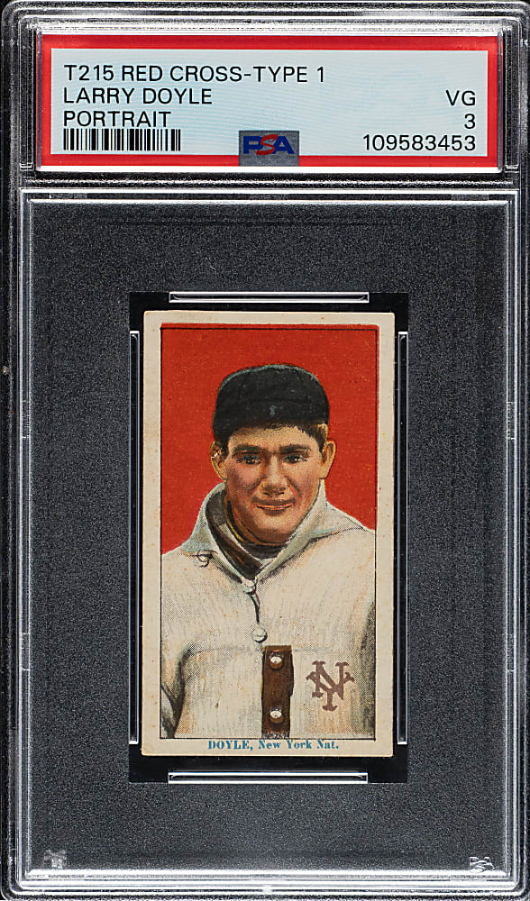 1910-1912 T215 Red Cross Tobacco (Type 2) Larry Doyle Portrait PSA VG 3 - The Only PSA-Graded Example!
