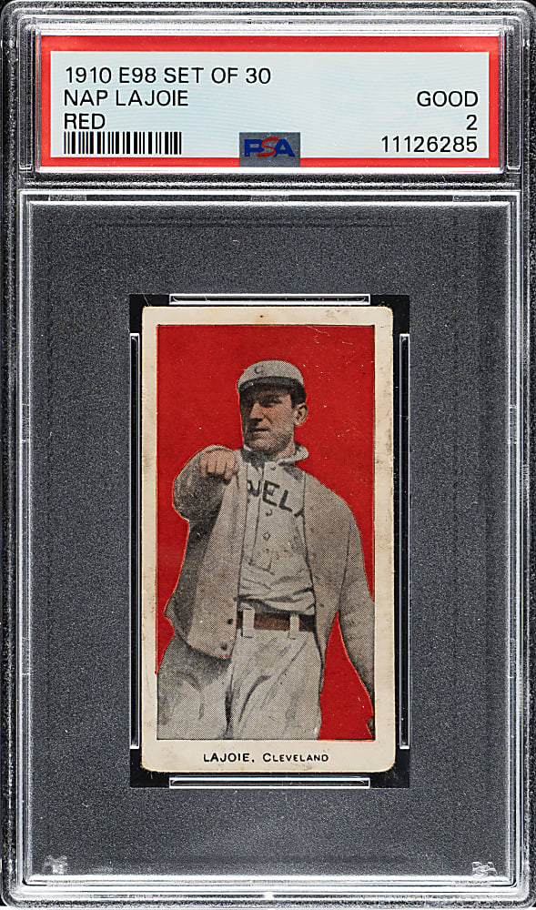 1910 E98 Anonymous "Set of 30" Nap Lajoie PSA GOOD 2 - Red Background