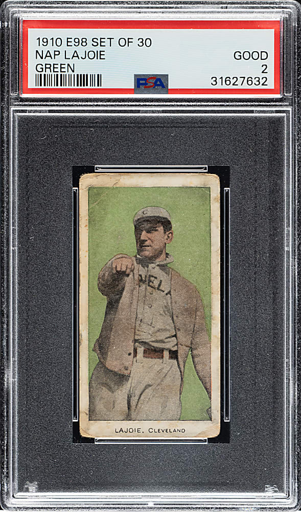 1910 E98 Anonymous "Set of 30" Nap Lajoie PSA GOOD 2 - Green Background