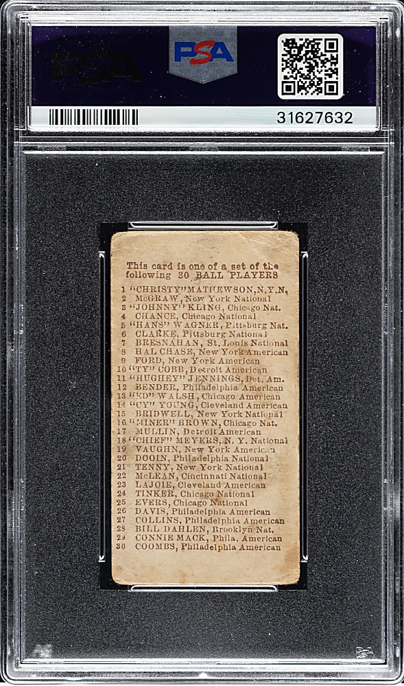 1910 E98 Anonymous "Set of 30" Nap Lajoie PSA GOOD 2 - Green Background