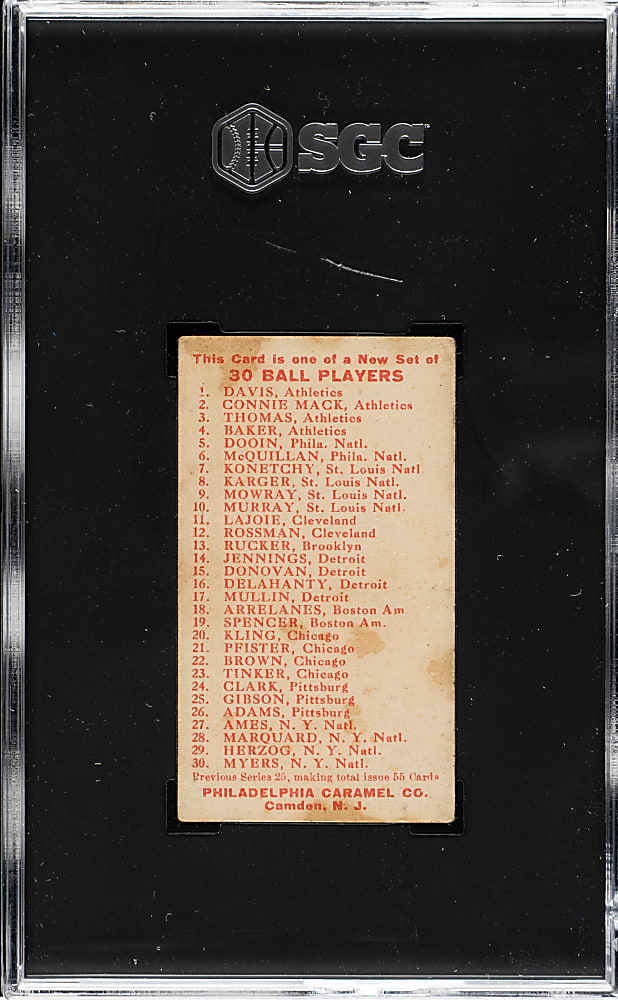 1910 E96 Philadelphia Caramel Nap Lajoie SGC VG 3