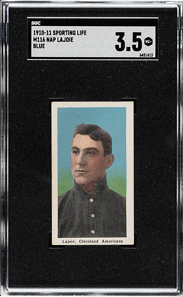 1910-1911 M116 Sporting Life Nap Lajoie Blue Background SGC VG+ 3.5