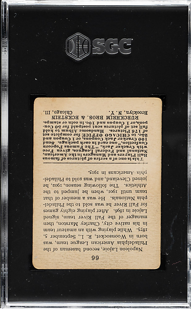 1915 E145 Cracker Jack #66 Nap Lajoie SGC GOOD 2