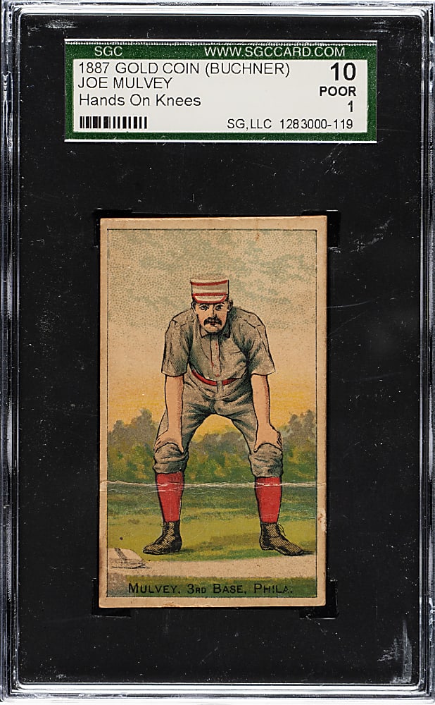 1887 N284 Buchner Gold Coin Joe Mulvey Hands on Knees SGC POOR 1