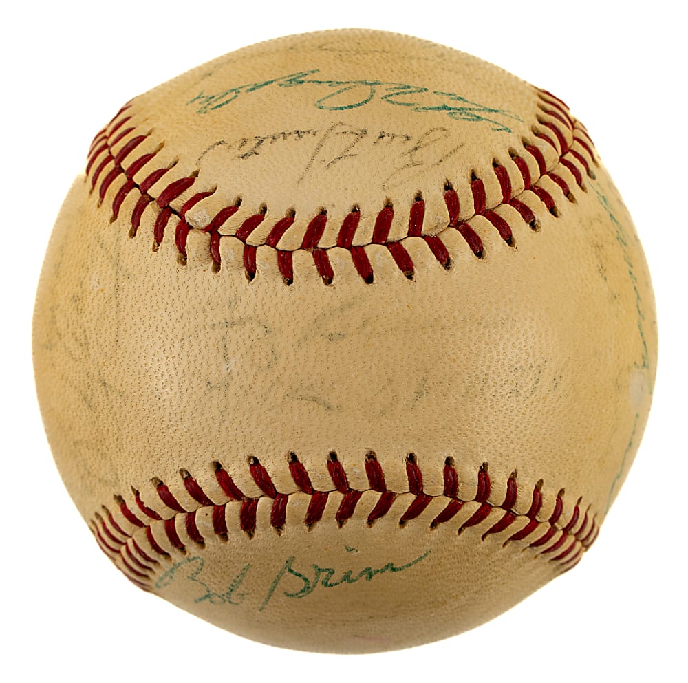1956 New York Yankees World Champions Team-Signed Baseball with Mickey Mantle - JSA