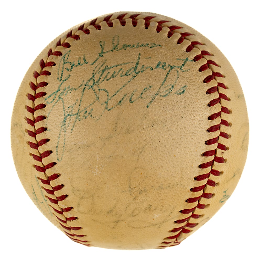 1956 New York Yankees World Champions Team-Signed Baseball with Mickey Mantle - JSA