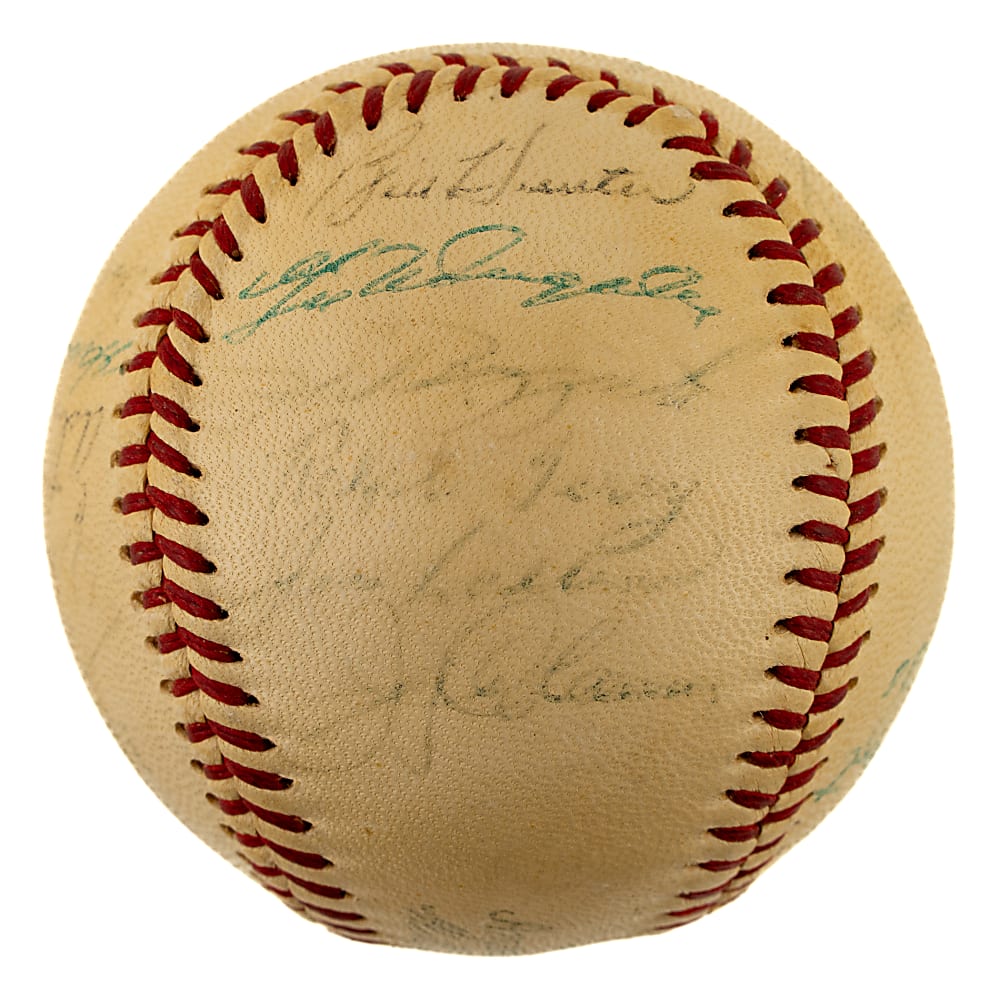 1956 New York Yankees World Champions Team-Signed Baseball with Mickey Mantle - JSA