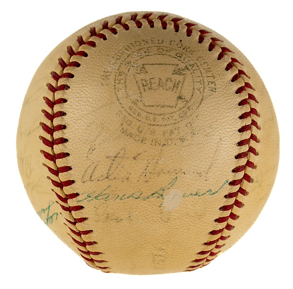 1956 New York Yankees World Champions Team-Signed Baseball with Mickey Mantle - JSA